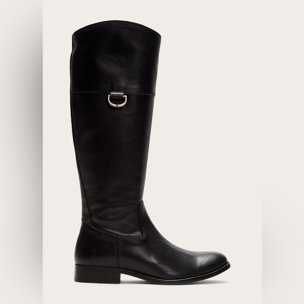 FRYE MELISSA D RING TALL BLACK LEATHER RIDING BOOT WOMEN 6